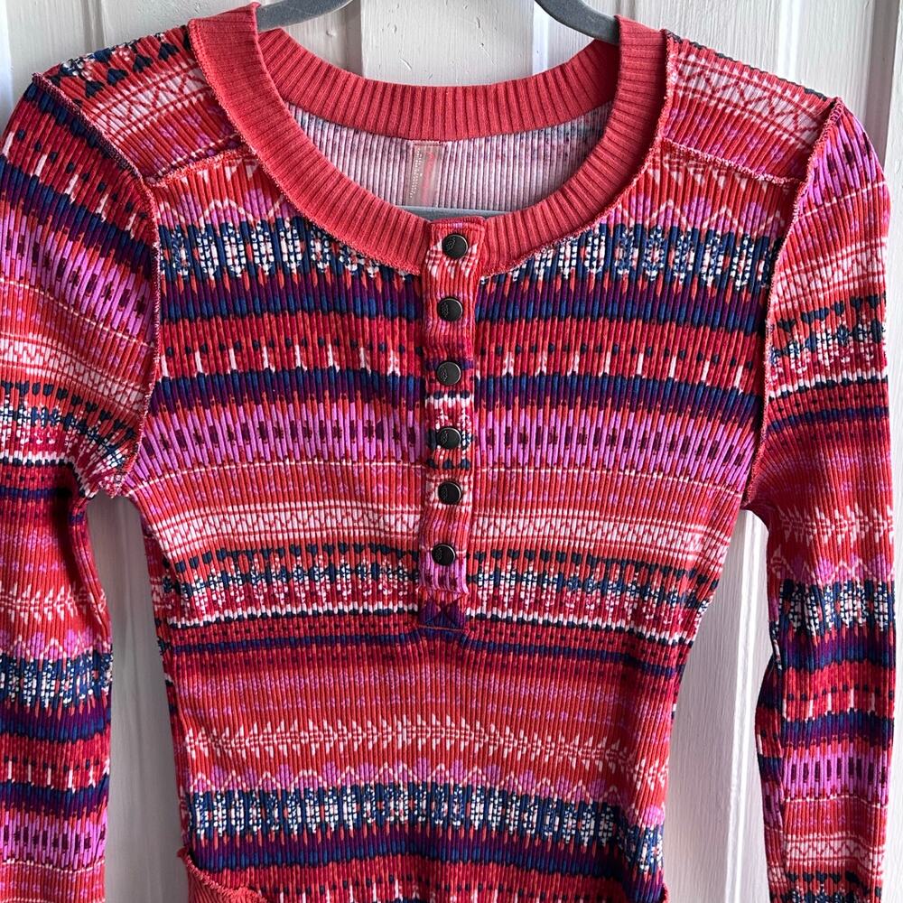 Free People Movement Rally Printed Layer Henley Fired Up Combo - Picture 3 of 8